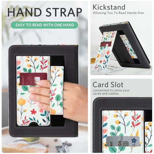 Image of CoBak Case with Stand for Ebook Readers - Durable PU Leather Cover with Auto Sleep Wake, Card Slot, Hand Strap Feature Kindle Paperwhite case