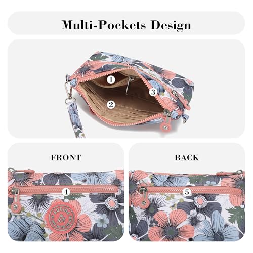 Image of Small Wristlet Wallets for Women Nylon RFID Cross body bag | Cell Phone Purse with Built-In Card Slots for Daily Outings