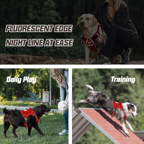 Image of AUROTH Tactical Dog Harness for Large Dogs No Pull Adjustable Pet Harness Reflective K9 Working Training Easy Control Pet Vest Military Service Dog Harnesses Red M