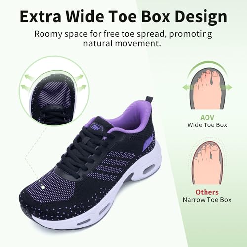 Image of AOV Women Arch Support Walking Shoes Orthotic Tennis Sneakers for Plantar Fasciitis Athletic Running Shoes