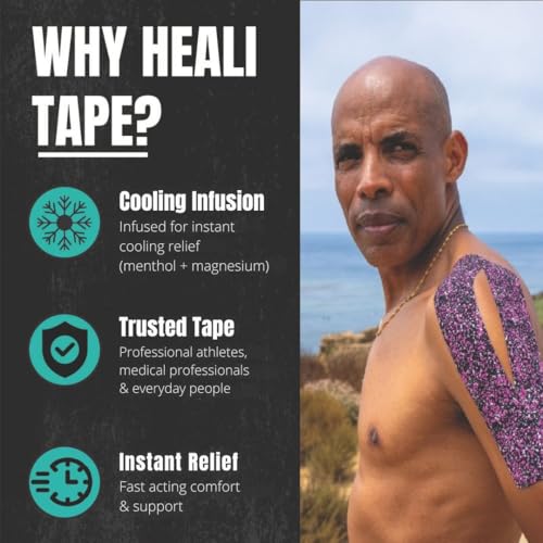 Image of Heali Kinesiology Tape with Magnesium and Menthol, 20 Pcs Precut Strips, K Tape Roll, Knees, Physical Therapy Sports Tape for Muscles and Joints, Water Resistant, Pink Splatter