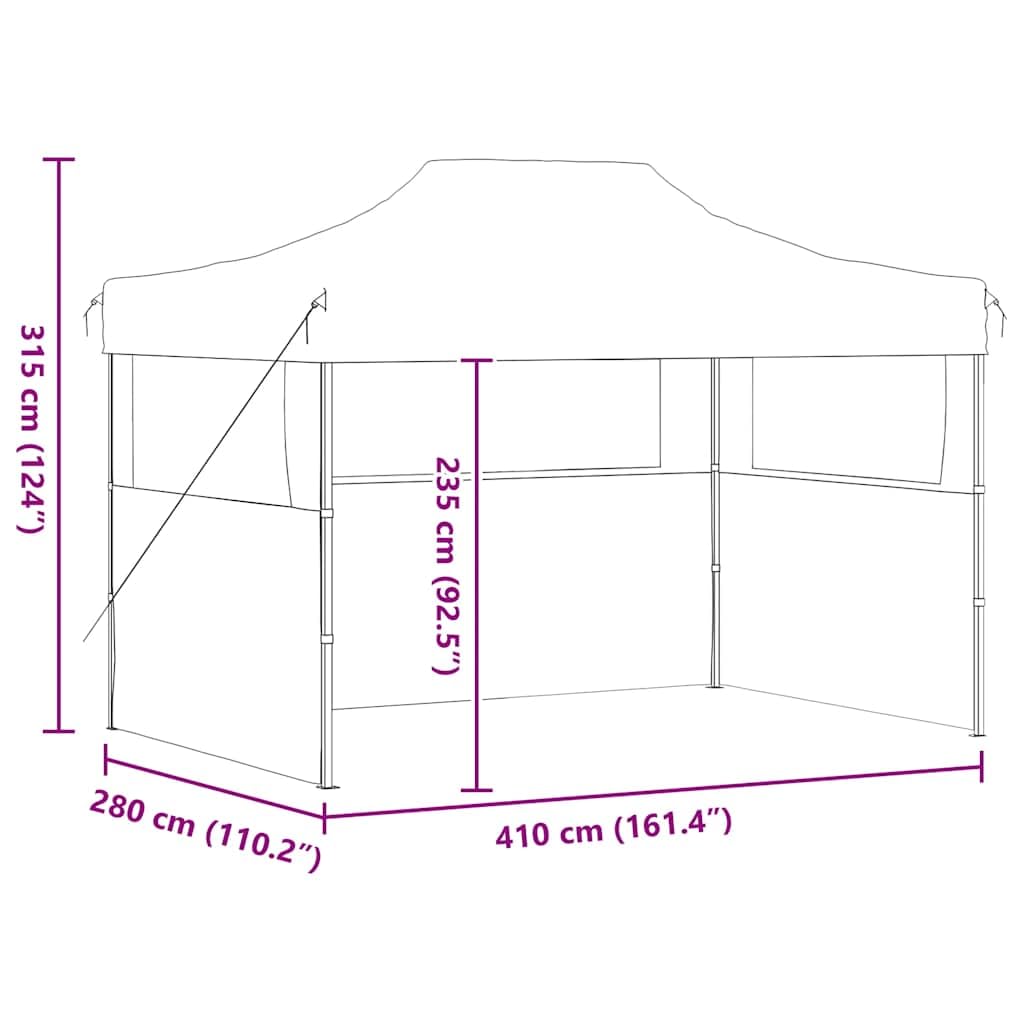 Gartenpavillon, faltbar, für den Außenbereich, mit 3 Wänden, 3 x 4 m, Stahl, Blau