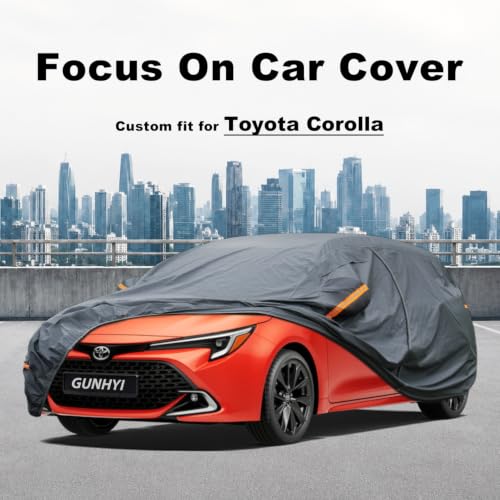 Image of GUNHYI Premium Car Cover Custom Fit Toyota Corolla Hatchback, 16 Layers Heavy Duty Car Cover Waterproof All Weather with Zipper Door for Sun Rain Snow Dust Uv Protection