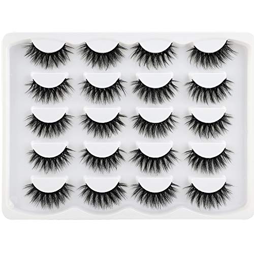 Winifred False Eyelashes, 10 Pairs False Lashes Pack Natural Fluffy 3D Fake Eyelashes Strip