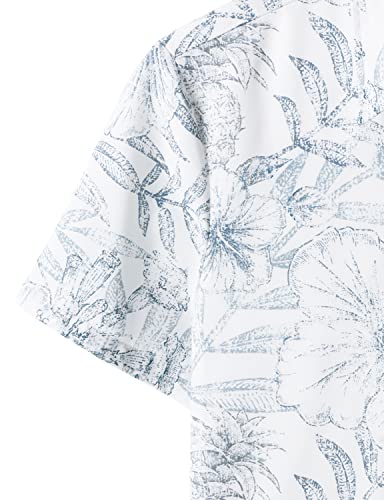 JOGAL Mens Floral Hawaiian Shirt Front Pocket Casual Aloha Shirts4