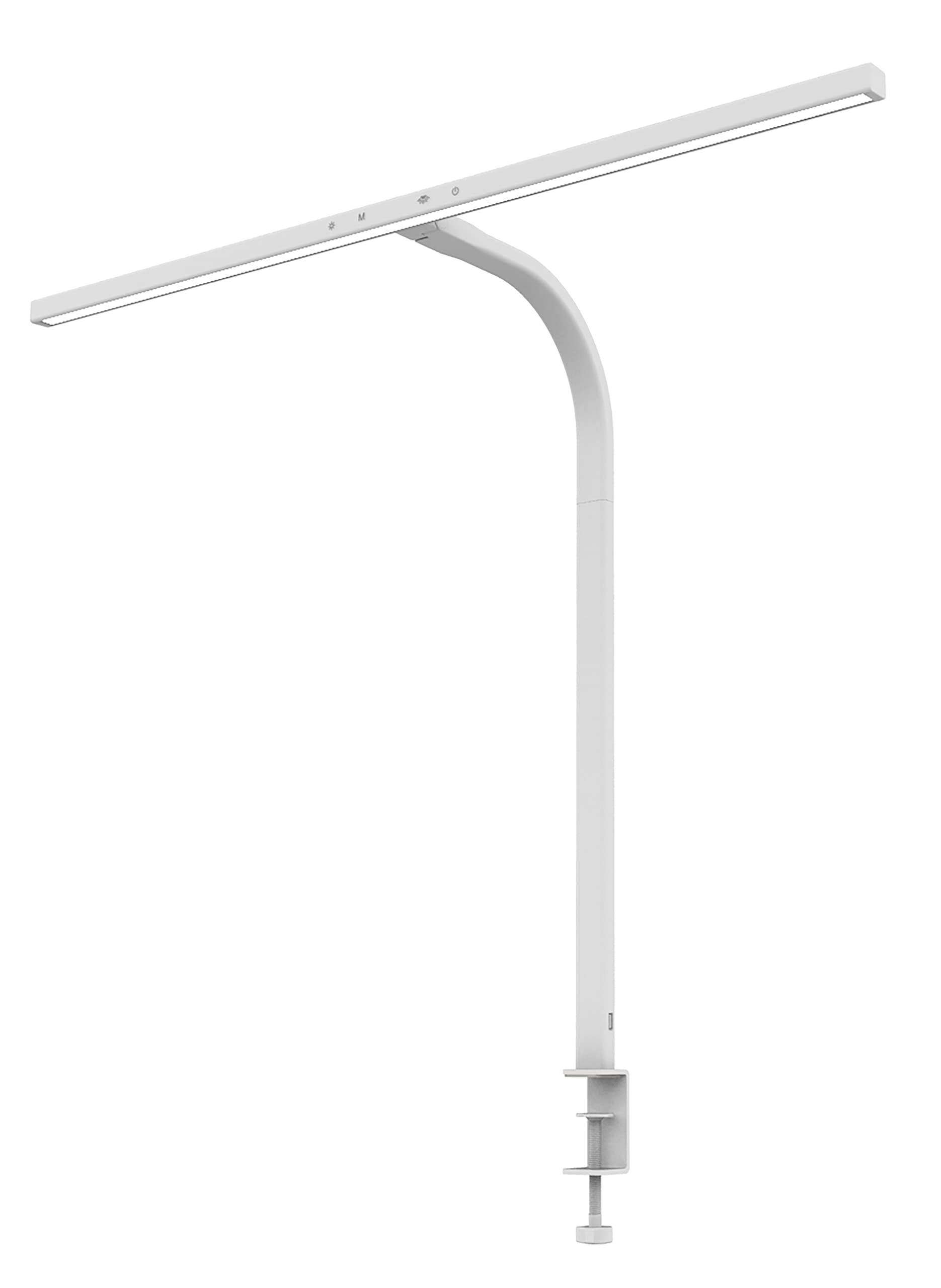 Unilux LED Schreibtischlampe Strata weiss, dimmbar, Helligkeitssensor, Klemme, Weiß