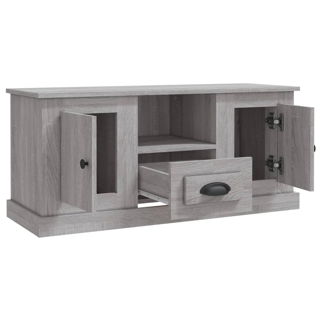 TV-Schrank Grau Sonoma 100x35,5x45 cm Holzwerkstoff, Modernes Media Center für Wohnzimmer, Schlafzimmer, Robustes TV-Möbel mit Stauraum