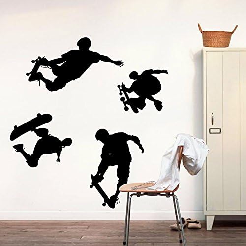 Wall Decal Playing Skateboard Home Sticker House Decoration Wallpaper Removable Living Dinning Room Bedroom Art Picture Murals DIY Stick Girls Boys Kids Nursery Baby Decoration