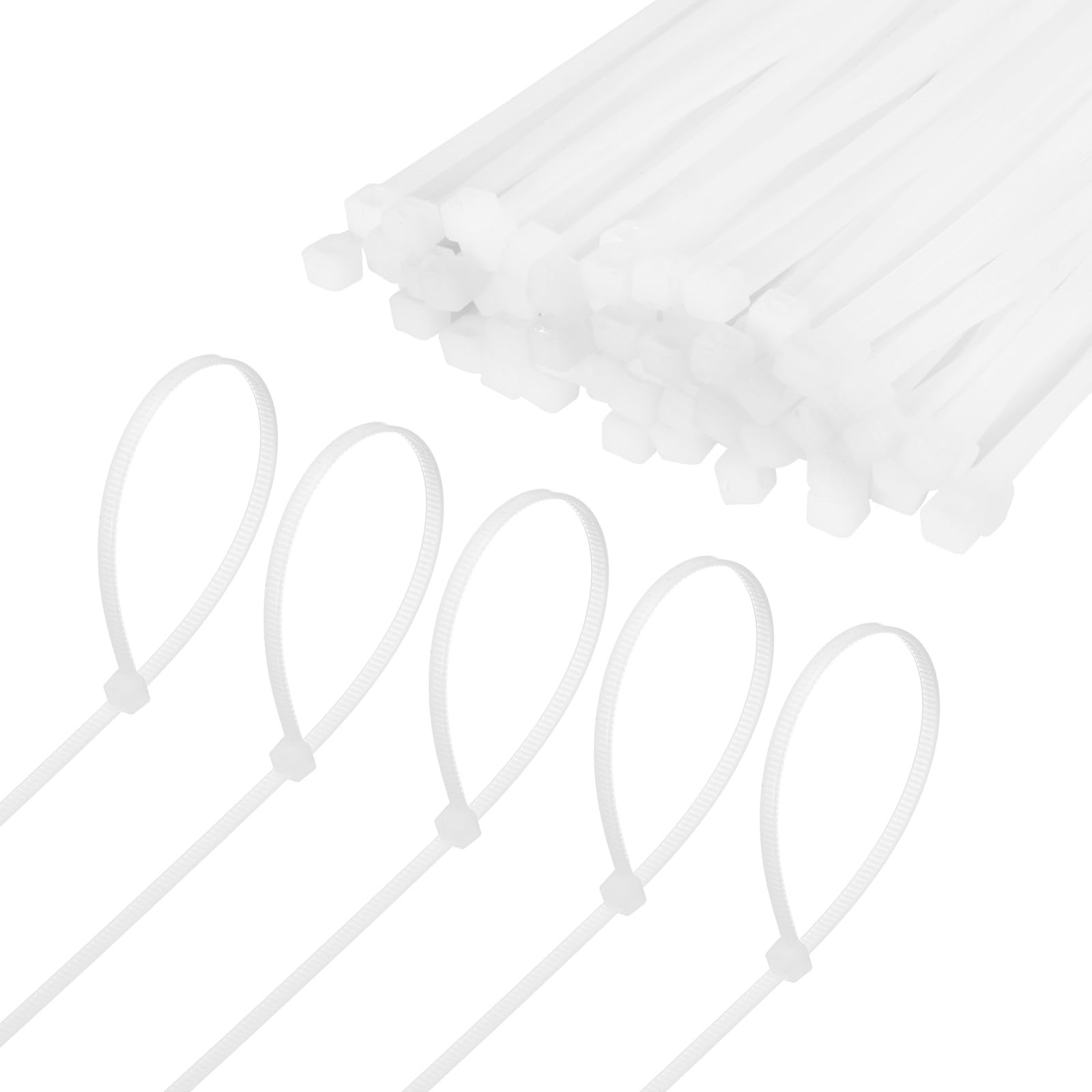 M METERXITY Paquete de 1000 Bridas de Nylon de 12 Pulgadas 40 Libras Bridas de Cable de Nylon Autoajustables para Interiores/Exteriores/Hogar/Oficina/Jardín/Taller/Seguridad [Blanco]