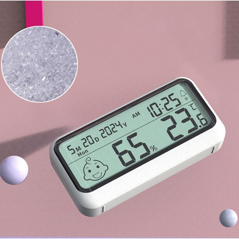 ABS Thermometer Hygrometer Date Alarm Reminder Indoor Household