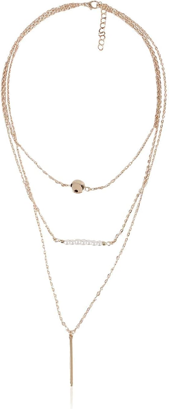 Shining Diva FashionLatest Stylish Multilayer Metal Chain Pendant Necklace for Women, 1, Metal, No Gemstone