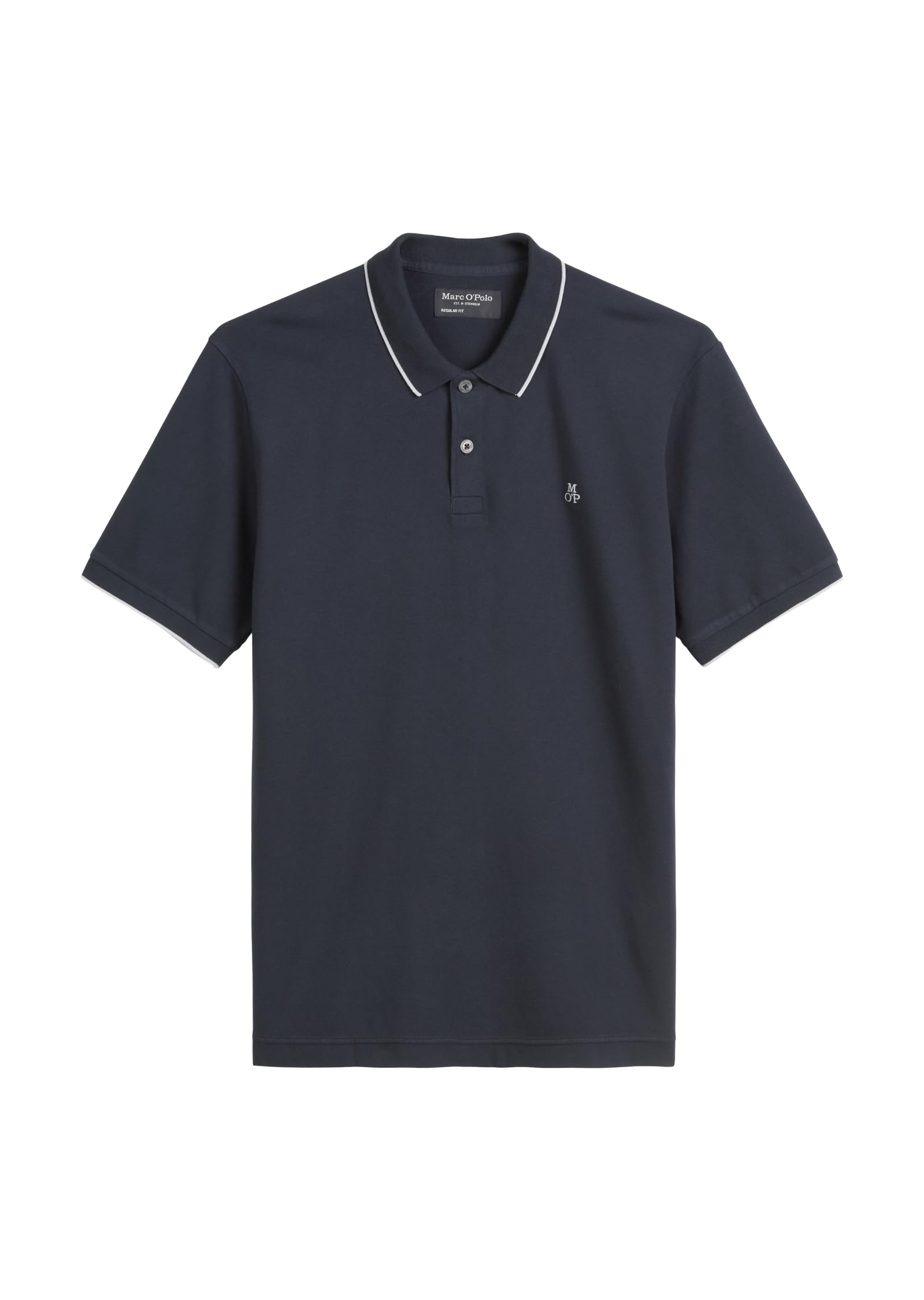 Marc O'Polo Herren Kurzarm-Poloshirt mit Stretch-Anteil Regular Fit, Blau (Dark Navy)