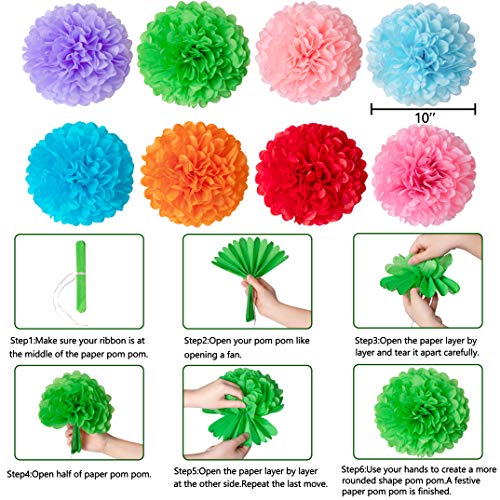 35Pcs Fiesta Paper Fan Party Decorations Set - Cinco De Mayo Pom Poms,Pennant,Garland String,Banner,Hanging Swirls Decor Supplies（Multicolored) #TOP5