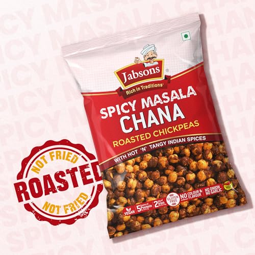 Image of Jabsons Roasted Chana Spicy Masala, 150g | Protein-Rich Healthy Namkeen | No Onion No Garlic | Gluten-Free Roasted Chickpeas | Ready to Eat Masala Chana Snack