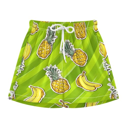 Toddler Boys Swimwear Swim Trunks with Compression Liner 4T Banana Pineapple Green