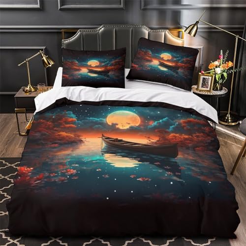 Housse de couette respirante avec fermeture éclair 3D bateau