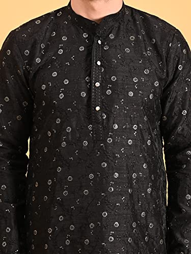 Image of Uri and MacKenzie Embroidery Silk Men's Kurta Pyjama Set