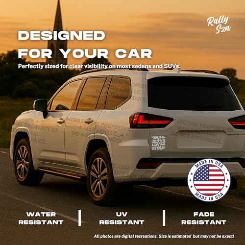 Image of Smile Jesus Loves You - Christian Jesus Cross Car Vinyl Decal Bumper Sticker for Car, Wall, Window, Vehicle, Weather Resistant, Viral (2, Silver)
