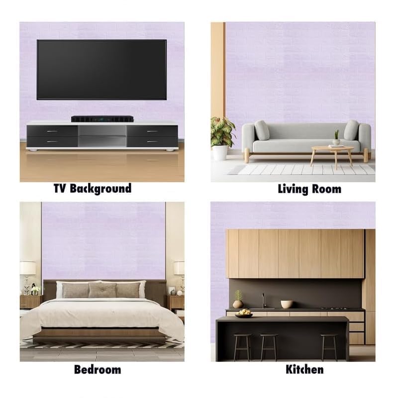 Image of 3D Brick Wallpaper for Wall | Self Adhesive PE Foam DIY Panel | Peel & Stick Decor for Home, Living, Bedroom & Office (70 x 77 cm, Appx 5.8 Sq Ft) (35, Purpal)