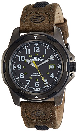 Timex Men's T49271 Expedition Rugged Field Green Leather Strap Watch