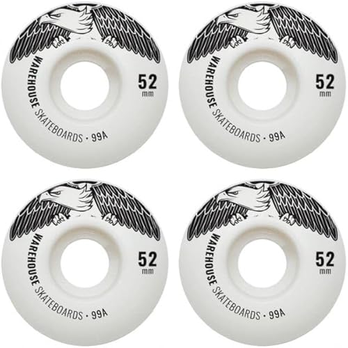 Warehouse Street Eagles White Skateboard Wheels - 52mm 99a (Set of 4)
