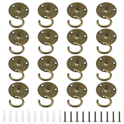 INCREWAY 16 ganchos de techo resistentes para colgar en la pared, ganchos de techo con tornillo antiguo para colgar plantas (antiguo)