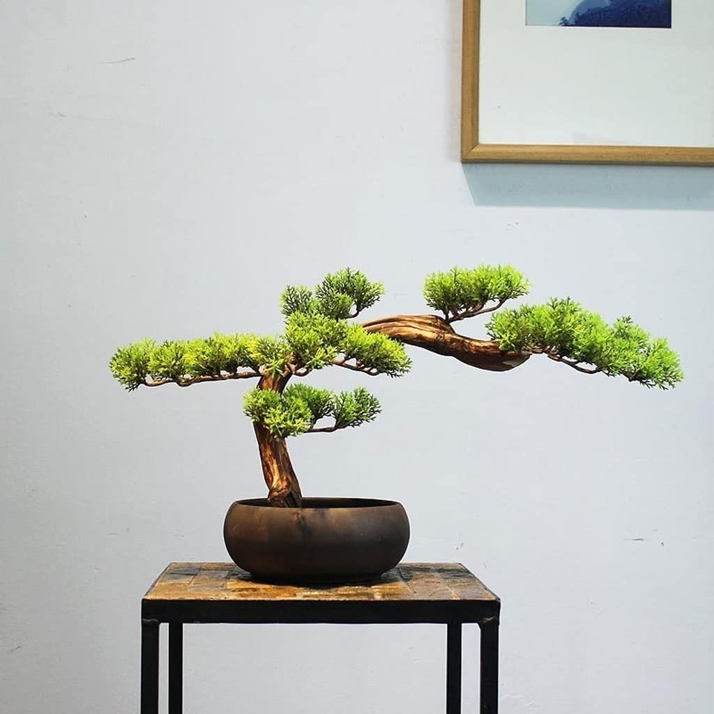 Árbol bonsái Artificial pequeño, simulación de Pino, planta Verde, pequeño Adorno en maceta adecuado para El hogar, la oficina, la estantería, la Mesa de Café, El Porche, El Adorno