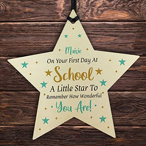 RED OCEAN - RED OCEAN 1st Day At School Gift Personalised Wooden Star Daughter Son Good Luck Gift For First Day At School Pre School Gift From Mum Dad Nan Grandad Keepsake
