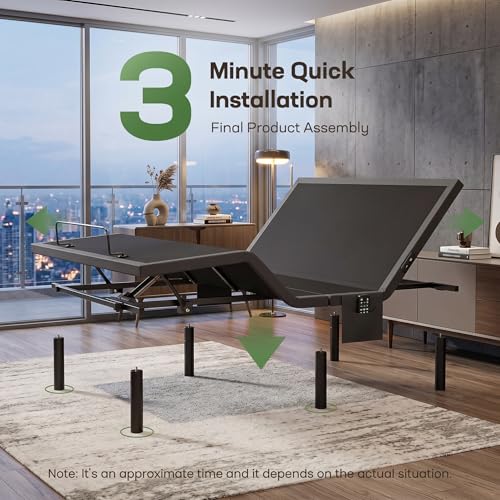 Image of Marsail MS01-2 Twin XL Adjustable Bed Base - Massage, App Control & Under-Bed Nightlight, 4-Height Adjustable Frame, 3-Minute Tool-Free Assembly, Wireless Control