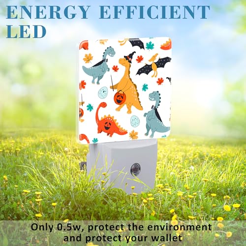 Image of Halloween Cute Dinosaur Night Light for Kids, LED Night Light Plug into Wall with Dusk to Dawn Sensor for Girls Boys Women Men Room Decor, Hallway, Kitchen, Bathroom, Nursery, Stairs
