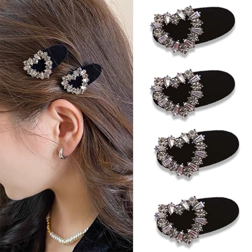 Pinzas para el cabello en forma de corazón con pedrería negra para mujeres y niñas, pasadores para boda y accesorios para el cabello miniatura 1