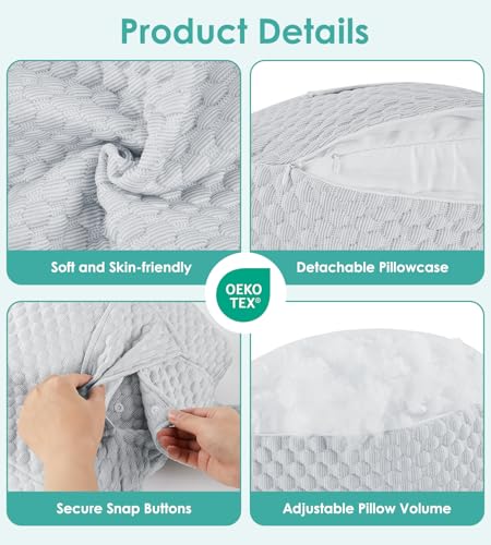 Image of Pregnancy Pillow Cooling for Sleeping, Detachable and Adjustable Double-Sided Support Maternity Pillow Skin-Friendly for Pregnant Women Back, HIPS, Legs(30Slope Design Verified by Expectant Mothers)