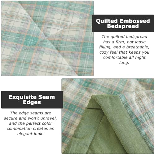 Chickwin Quilted Bedspread, Gingham Style Microfibre Soft Warm Quilt Bedspread Reversible Bed Coverlet Bed Quilt Throw Single Double King Size, Bedroom Decor/All Season (Yellow Gingham,200x230cm) - Cosy Home Interiors Chickwin Quilted Bedspread, Gingham Style Microfibre Soft Warm Quilt Bedspread Reversible Bed Coverlet Bed Quilt Throw Single Double King Size, Bedroom Decor/All Season (Yellow Gingham,200x230cm) - Image 5