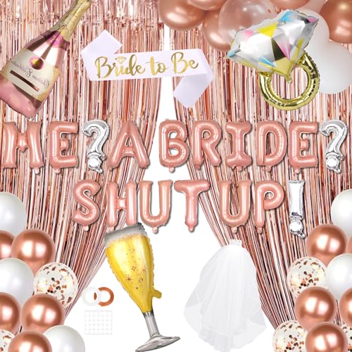 Princess Bachelorette Party Decorations Me? A Bride? Shut Up! Rose Gold Pink Ballons for Bridal Shower Decor Pre-Wedding Engagement Accessories Favors