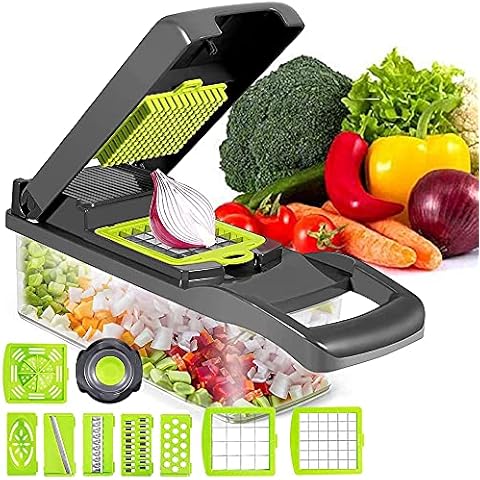 Vegetable Cutter - 12 in 1 Mandolin Slicer Professional Kitchen Cutter Vegetable Slicer Vegetable Cutter for Garlic, Cabbage, Carrots, Potatoes, Tomatoes, Peppers Cover
