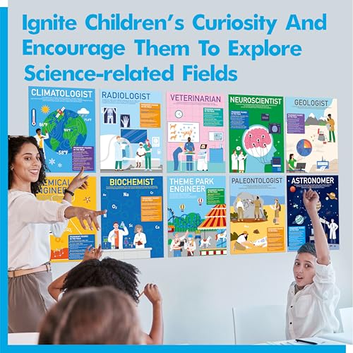 Image of Gethelud 17 Career in Science Posters, PET Laminated Learning Poster, Educational Science Charts For Middle & High School, Great Wall Decor For Classroom, Bulletin Board, Room, 11 inchx14.4 inch