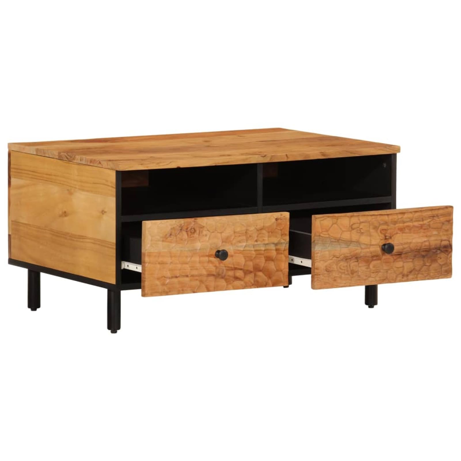 Homgoday Table basse 80 x 54 x 40 cm en bois d'acacia massif, table d'appoint pour salon, salle de réception d'invités, chambre à coucher et mobilier de bureau