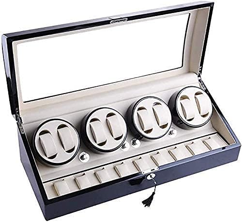 Watch Shaker 8 + 9 Automatic Rotating Black Wooden Leather Watch Winder Storage Display Box.
