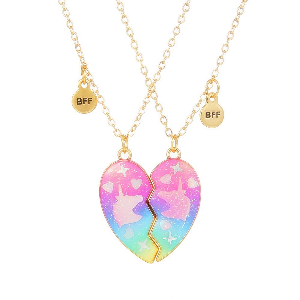 DOYYCABest Friend Necklace Unicorn Mermaid Gifts Magnetic Matching Friendship Necklace for 2 Girls BFF Sister