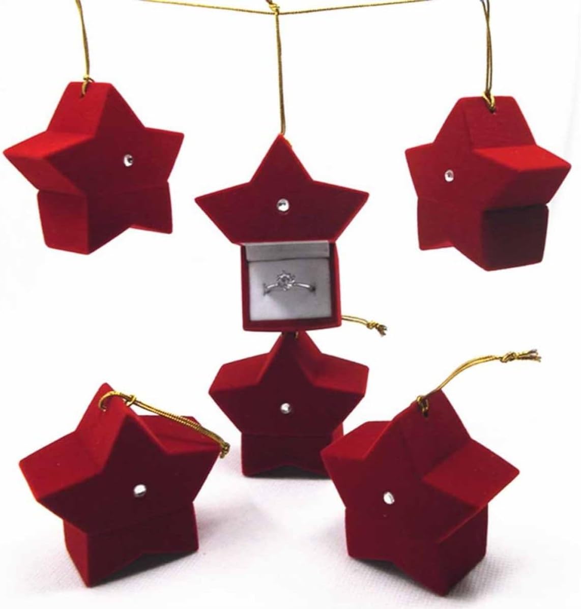 3pcs Charming Crimson Five-pointed Star Jewelry Box