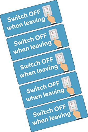 Save Energy Stickers - Light Switch Stickers - Turn off Lights or Appliances - 6.6cm Wide (Pack 10, Blue - Switch Off)