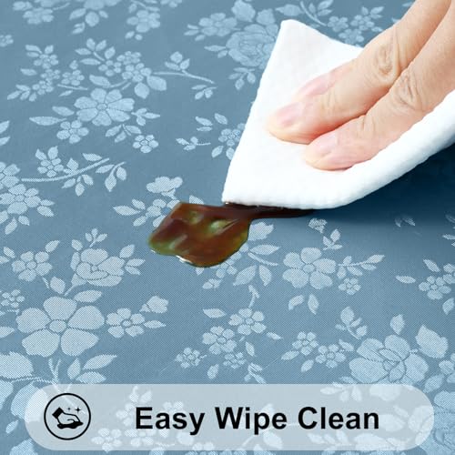 Image of Smiry Rectangle Table Cloth, Waterproof Heavy Duty Vinyl Tablecloths, Wipeable Washable Table Cover for Kitchen and Dining Room (Stone Blue, 54 inch X 78 inch)