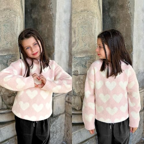 Image of Curipeer Girls Pullover Sweaters, Lace-up Long Sleeve Crewneck | Soft Warm Classic Cable Knit, Winter Fall Spring Daily Wear, Little Kids Tween Girl