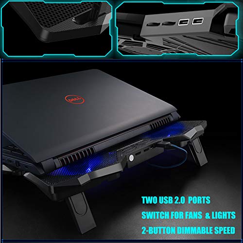 KEROLFFU-Laptop-Cooling-Pad-17-156-15-14-13-Inch-Heavy-Notebook-Cooler-Blue-LED-Lights-2-USB-Ports-Switch-for-FansLight2-Buttons-Dimmable-Speed