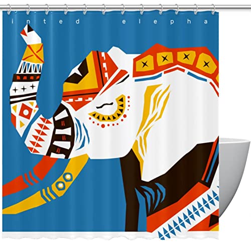 Rideau de douche éléphant abstrait grand format 168x183cm textile imperméable