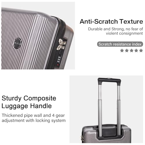 Image of Luggage Sets 3 Piece (20 /24 /28 inch)-Carry On Suitcase-Suitcase With Wheels-PC+ABS - Hardside Spinner Travel Luggage, Black, 6 Pcs Set, Hardside Luggage Sets With Spinner Wheels (GREY)