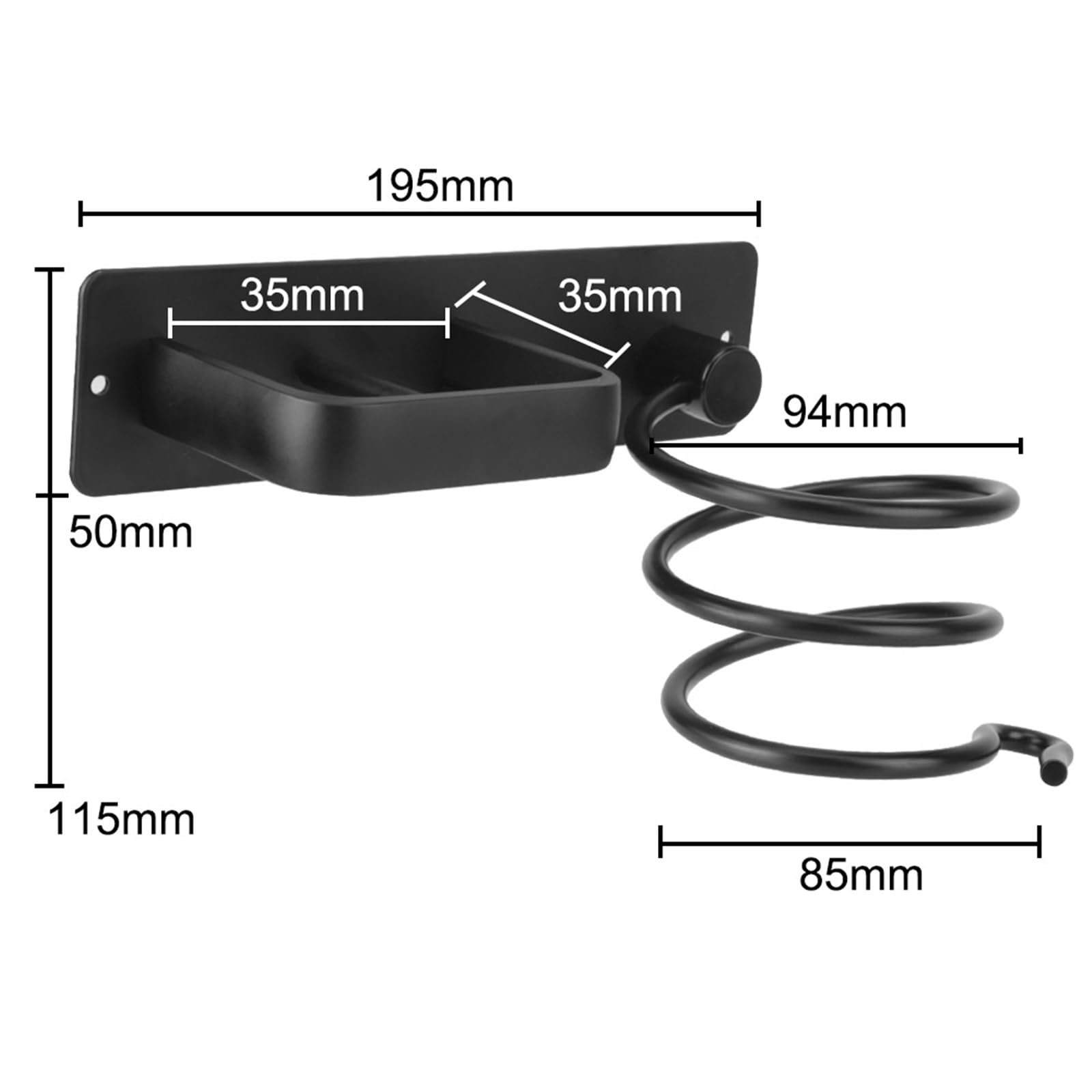 Porta asciugacapelli a Parete, Porta Rack Organizer Accessori for riporre Gli scaffali del Bagno Piastra for Capelli a(Black)