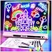 充電式LEDお絵かきボード スタンド内蔵 ネオンアート ドライイレースボード 落書きノート お絵かきギフト 知育玩具 子ども 女の子 10代 学生 向け 6色マーカー&トレーシングブック付き ピンク