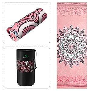 Keemi Rutschfestes Yoga-Handtuch Mandala-Rosa
