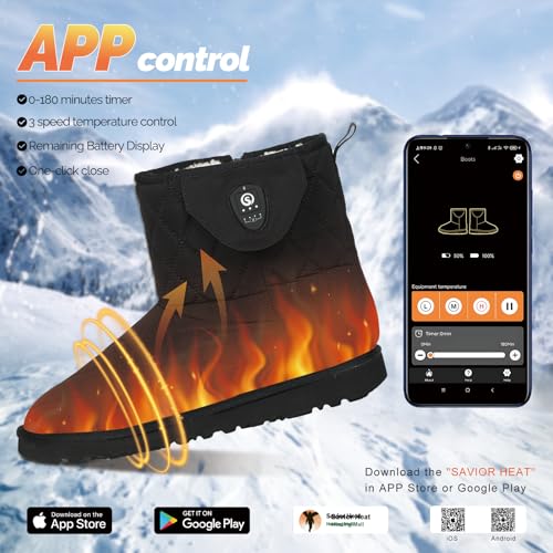 SAVIOR HEAT App-Controlled Heated Foot Warmer – 7.4V Electric Snow Boots for Men and Women, Ideal for Winter Skiing and Fishing